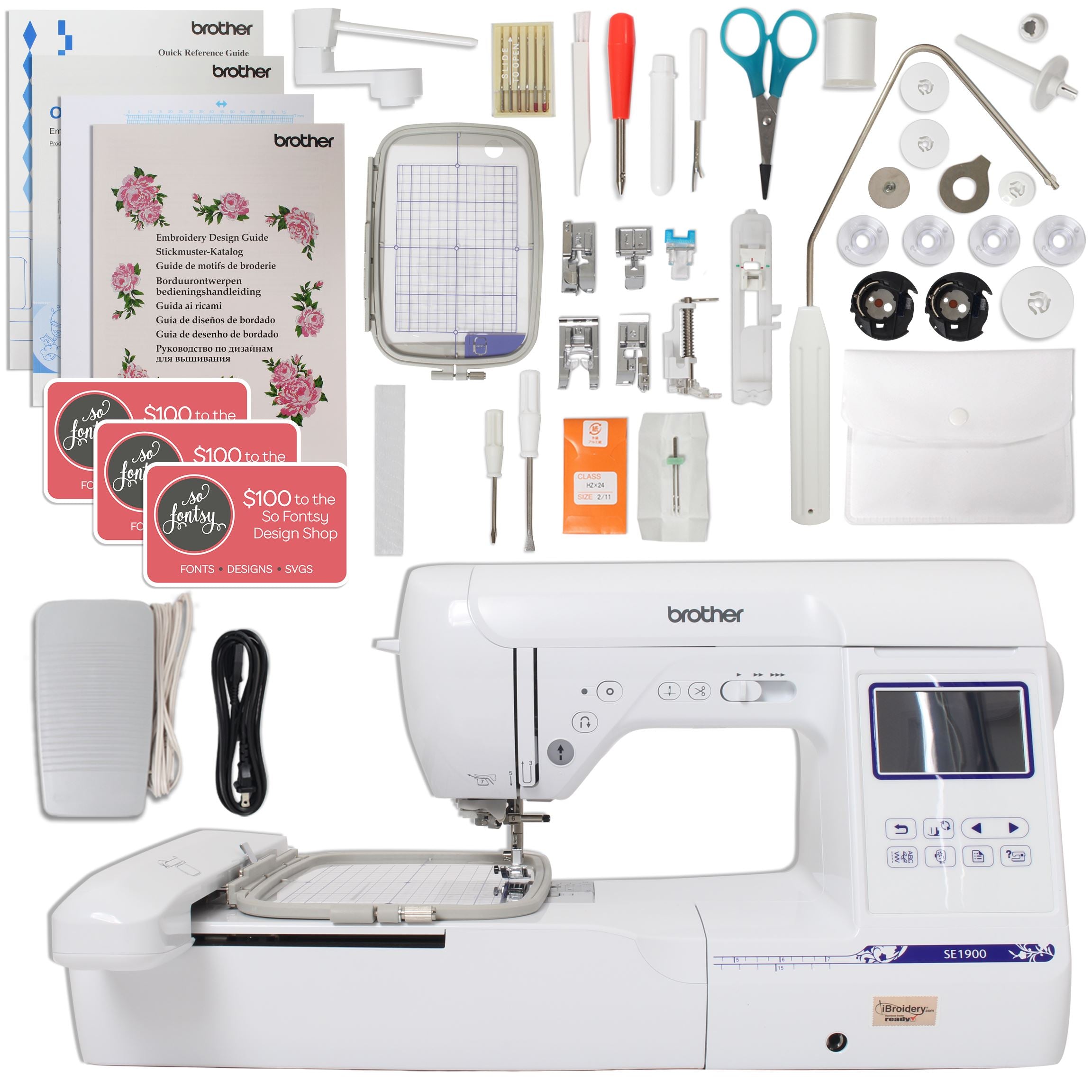 Brother SE1900 Sewing and Embroidery Machine w/ 5 x 7 Hoop + Zigzag Foot  + Mon