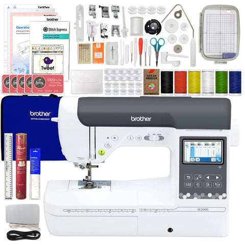 Brother SE2000 Embroidery & Sewing Machine w/ Deluxe $1749 Sewing &  Embroidery Bundle