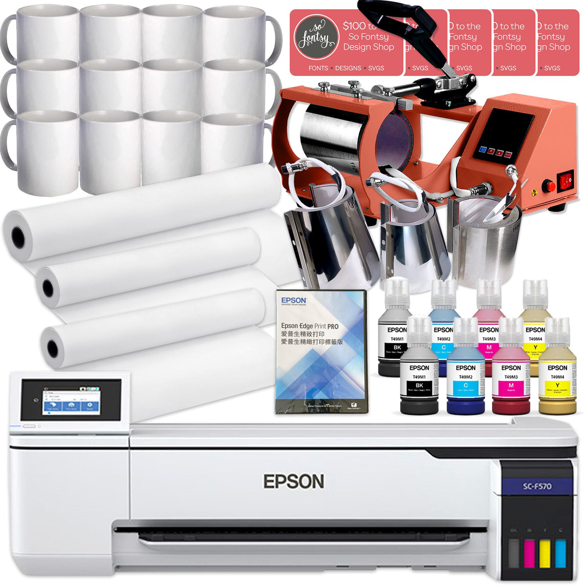 Epson F570 Pro Sublimation Printer Bundles Swing Design 7997