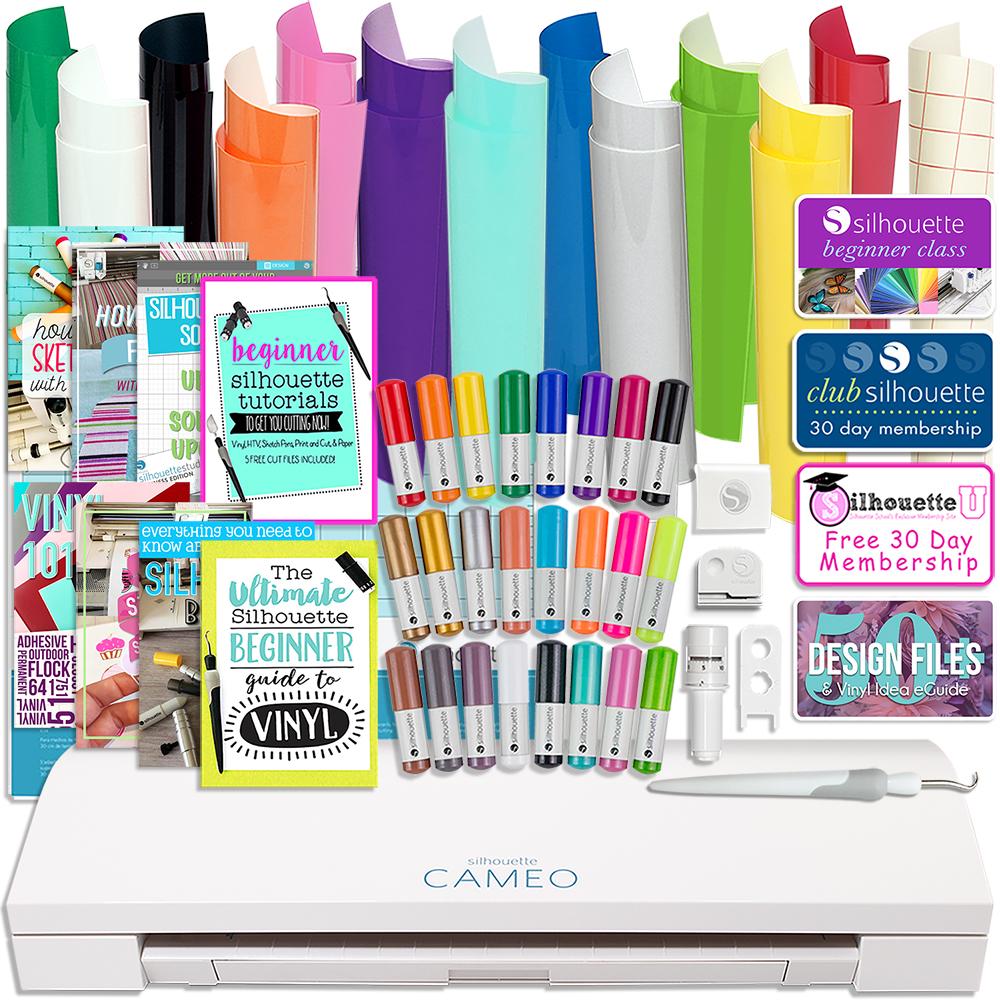 Silhouette Cameo 3 Bluetooth Bundle With Oracal 651 Permanent Vinyl Sketch Pens And Guide