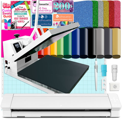 Silhouette Cameo 4 PRO - 24 w/ Advanced Blade Pack, 38 Sheets Vinyl, HTV,  Pens 