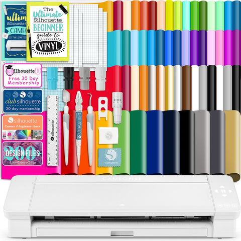 Silhouette White Cameo 4 PLUS - 15 w/ 38 Sheets Vinyl, HTV, Pens