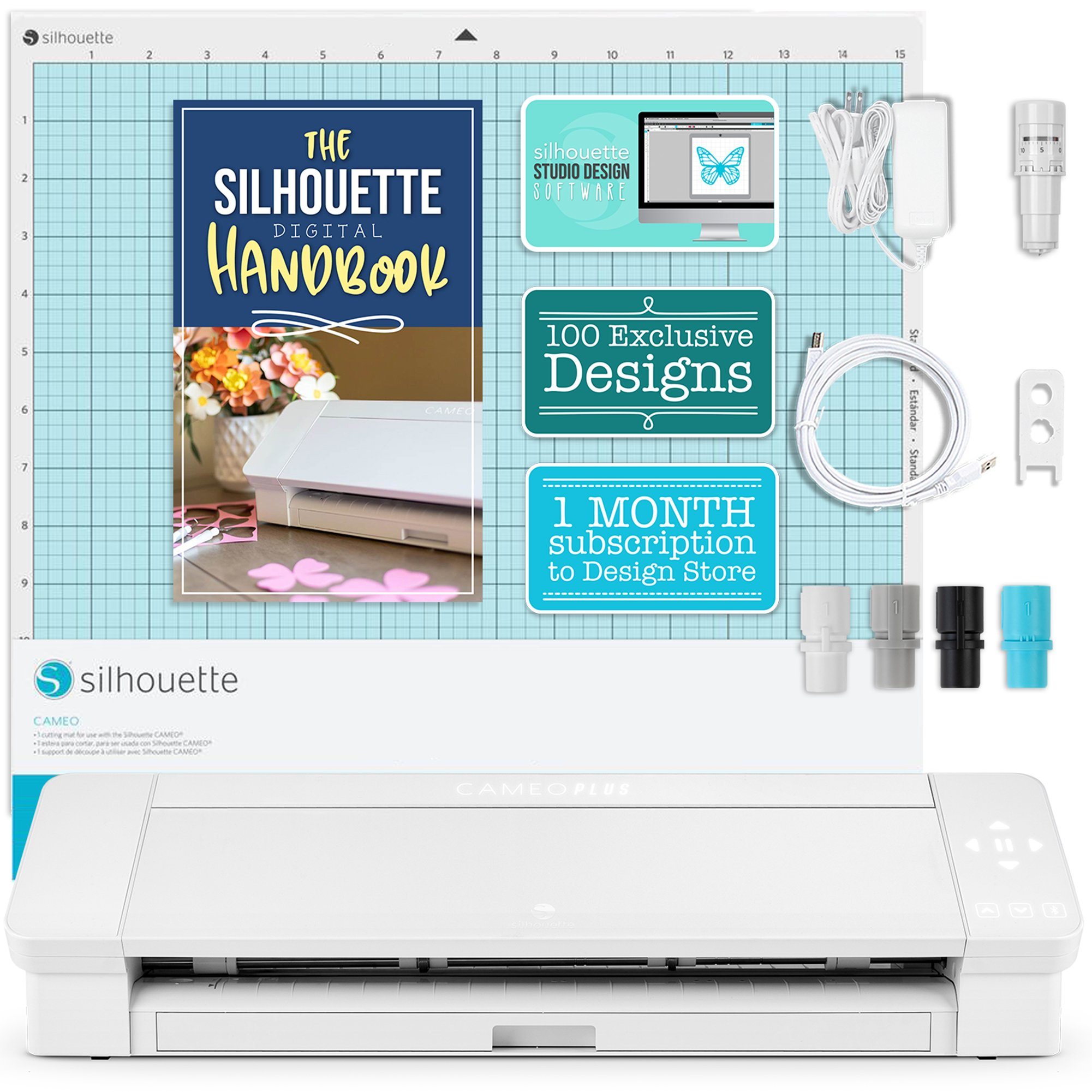 Silhouette Cameo 4 Plus 15 Inch Cutting Machine (White) with Accessories