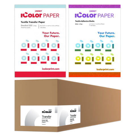 Uninet iColor Select Ultra Bright 2 Step Transfer & Adhesive Paper Kit - 8.27 x 11.69- 100 Pack