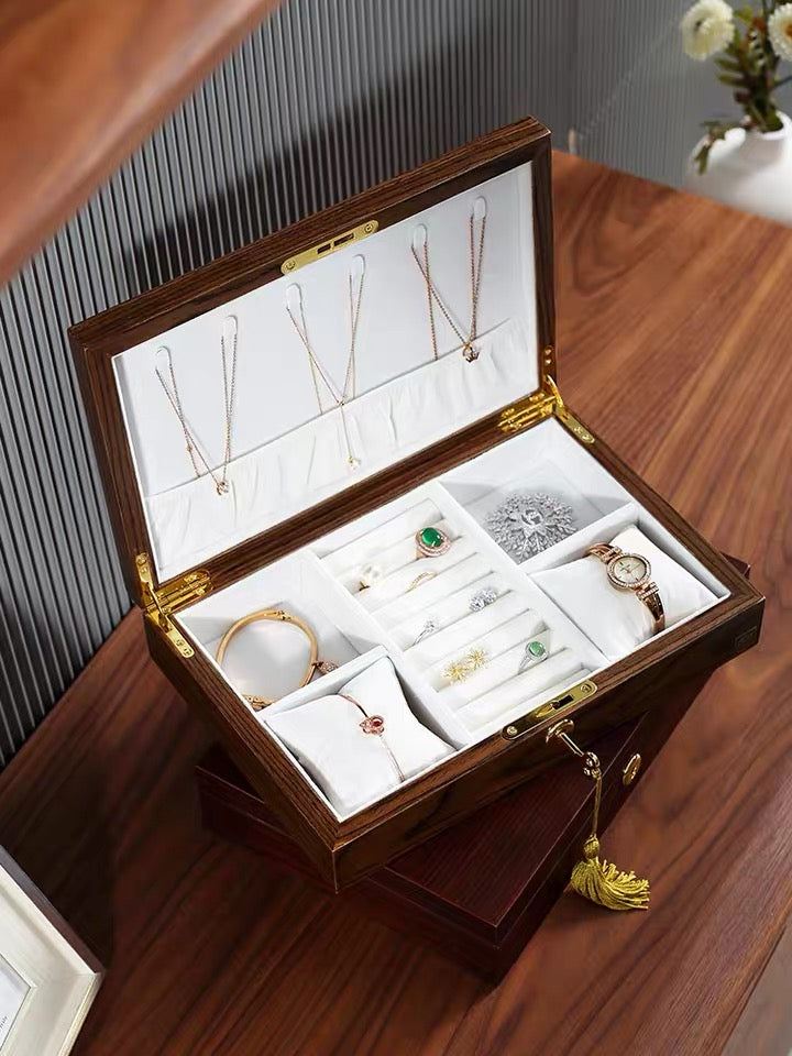 Wooden Box Jewelry Watch Organizer With Lock – Nillishome