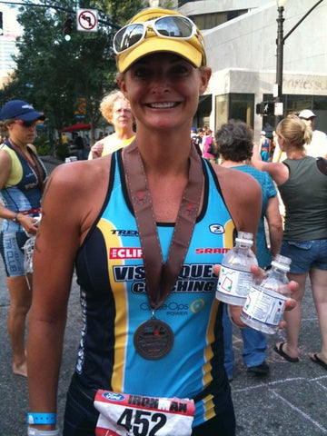 Kristin at finish line of a race