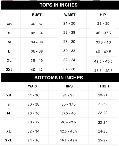 Sizing Chart – Coeur Sports