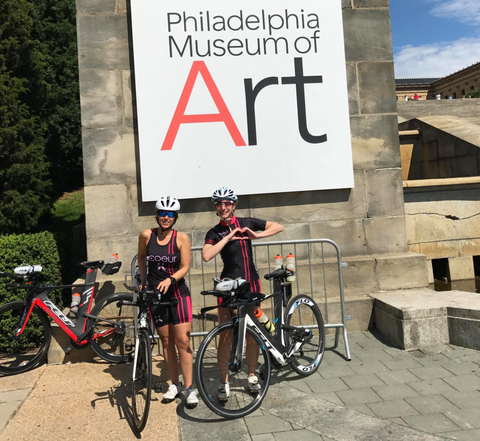 Athletes in front of Philadelphia Museum of Art