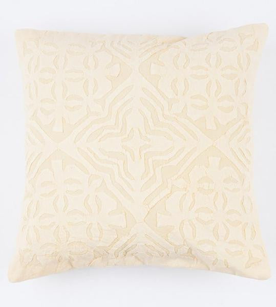 Pale Yellow 16x16 Applique Pillow Cover Bohem