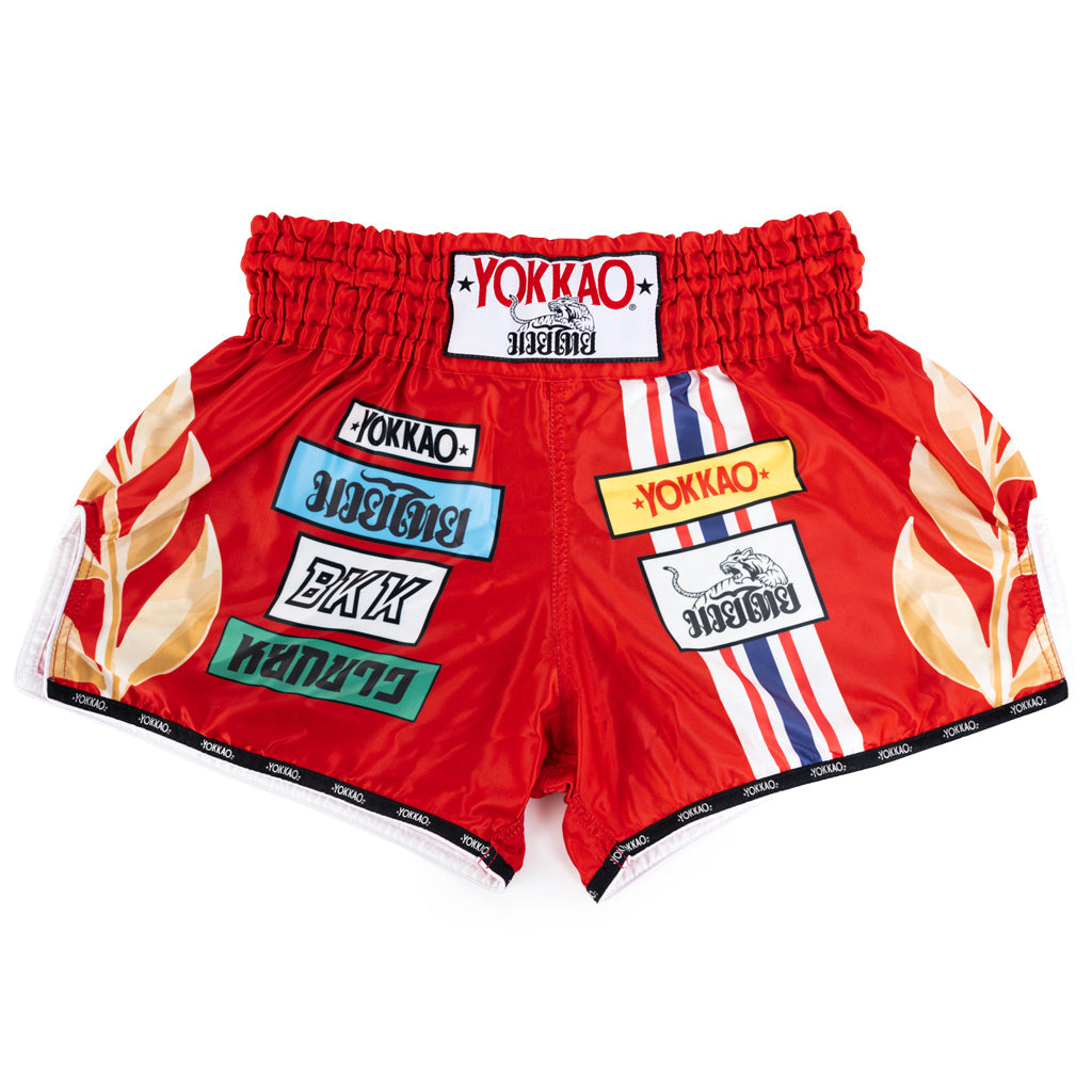 Super Pro Stripes Thai Boxing Short - Black/Red