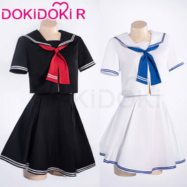 【Size S-2XL 】DokiDoki-R Anime Fate/stay night Cosplay Alter Costume Black / White Sailor Suit
