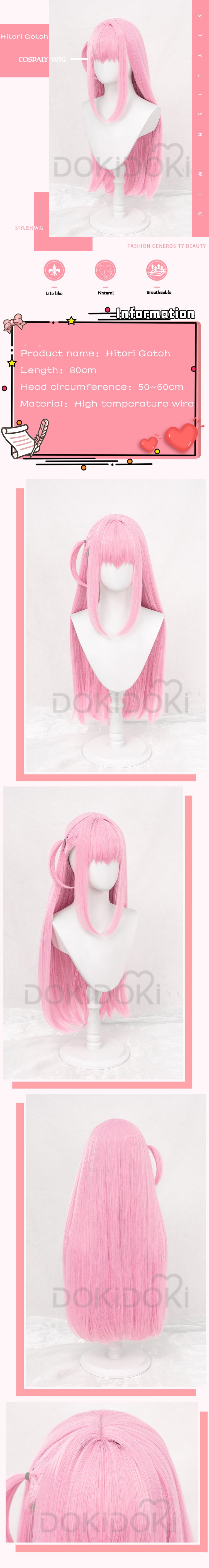 BOCCHI THE ROCK! Hitori Gotoh hair Pink long cos full Wigs