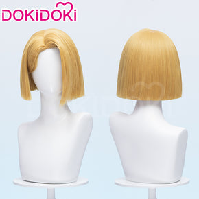 DokiDoki Game Cosplay Woman Wig Short Straight Blond Hair