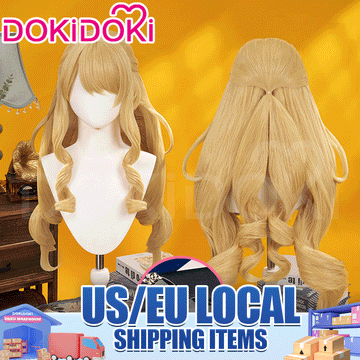 【US/EU LOCAL SHIPPING 】DokiDoki Game Genshin Impact Wig Cosplay Fontaine Navia Cosplay Wig Long Curly Yellow Hair