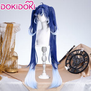 DokiDoki Game Wuthering Waves Cosplay Luno Wig Blue Double Ponytails