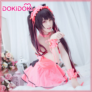 DokiDoki-R  Anime Date A Live Cosplay Tokisaki Kurumi Cosplay Costume Pink Cat Ver. Women