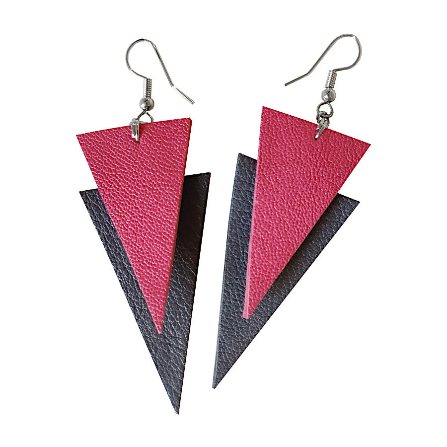 triangle leather earrings