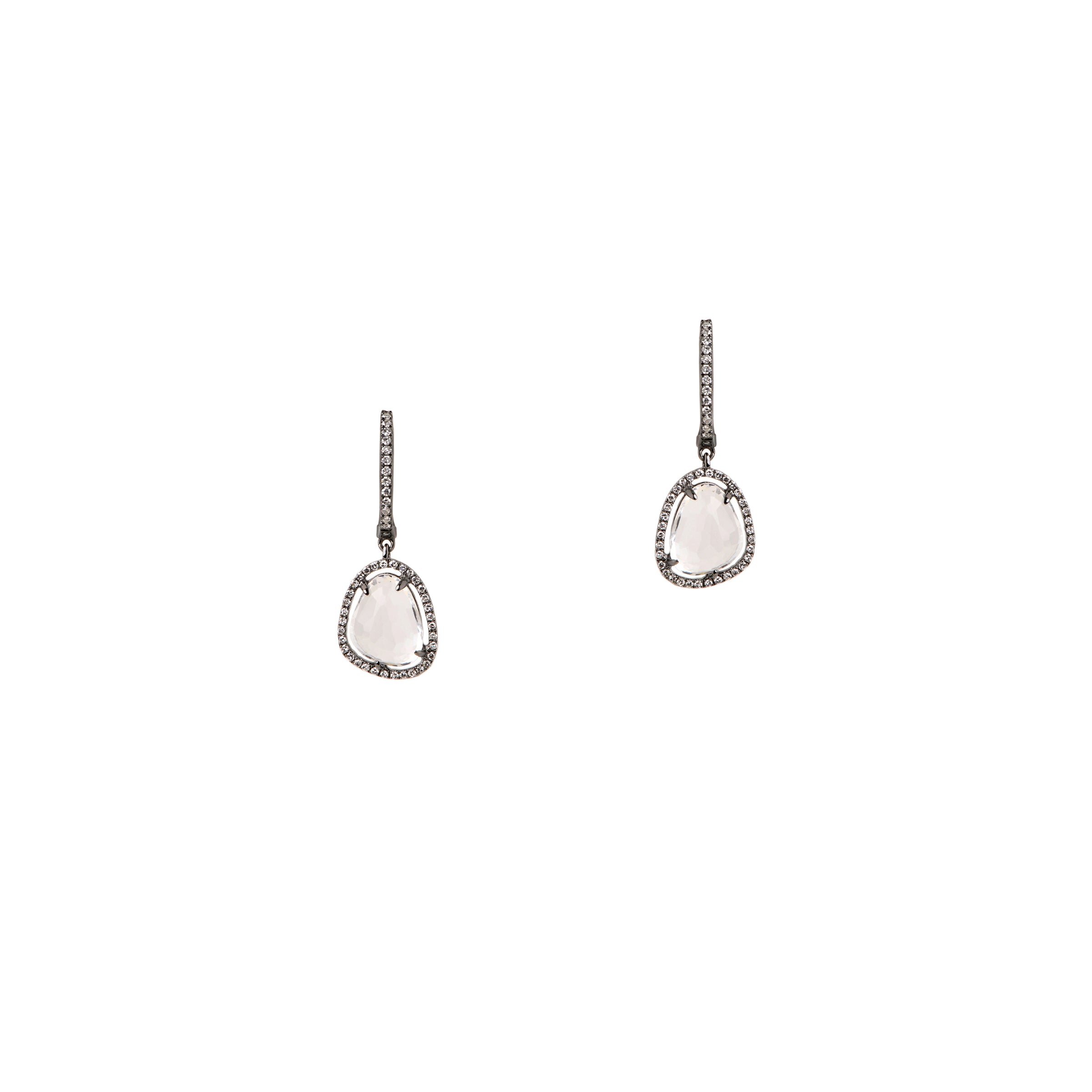 White Topaz W Diamond Drop Earrings Bridget King Jewelry