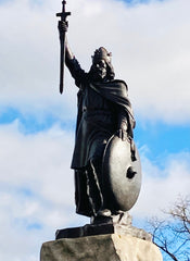 King Alfred Statue Winchester with blue sky