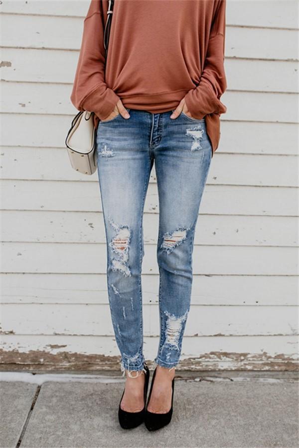Ongebruikt New Fashion Women's Skinny Jeans With Denim Holes – Shopy7 UL-32