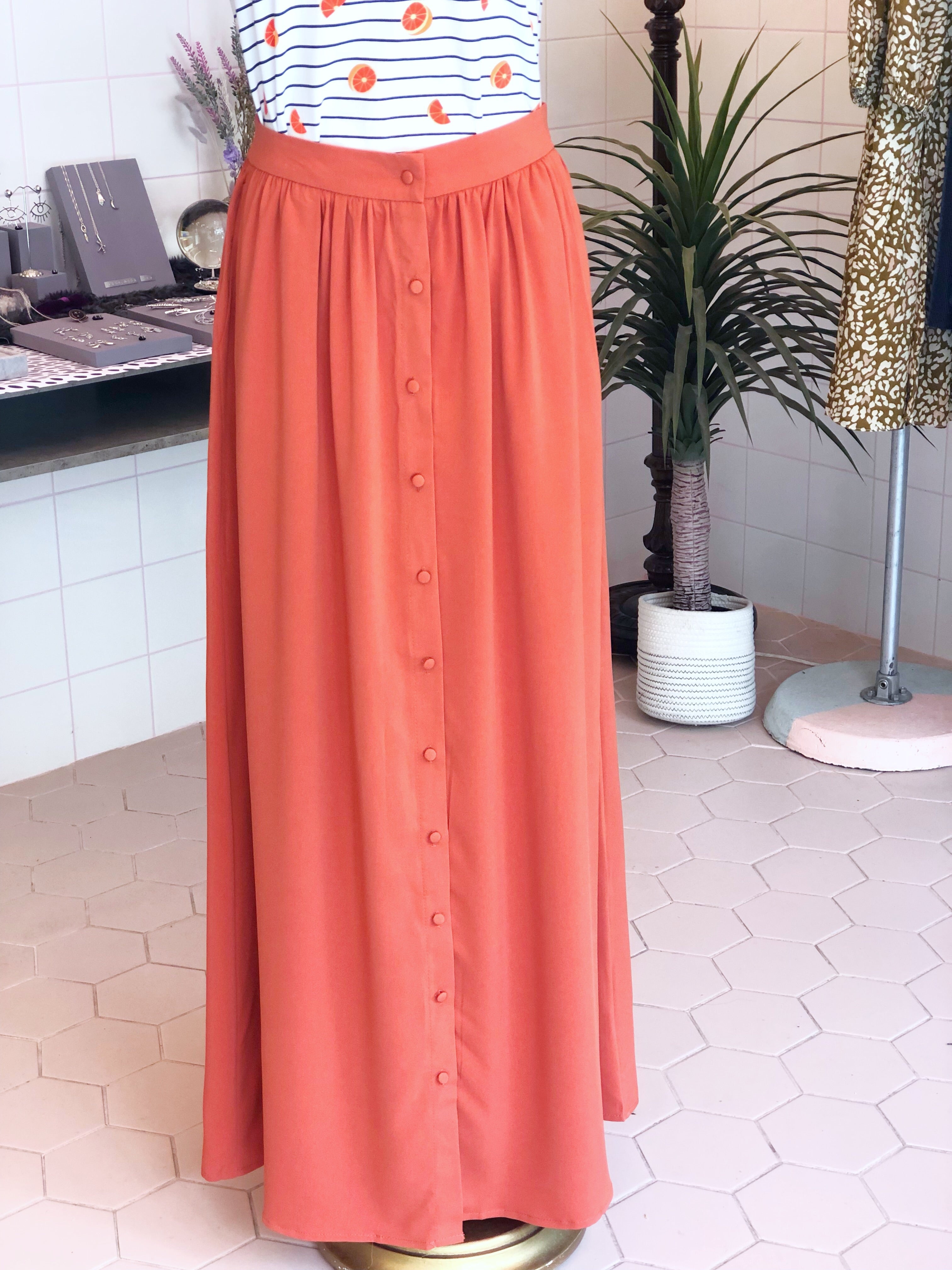 button maxi skirt