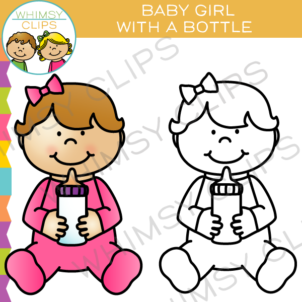 baby girl clipart black and white