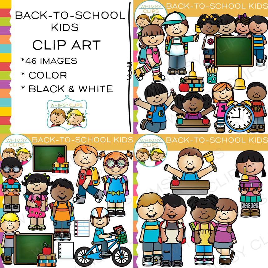 Back To School Kids Clip Art Images Illustrations Whimsy Clips