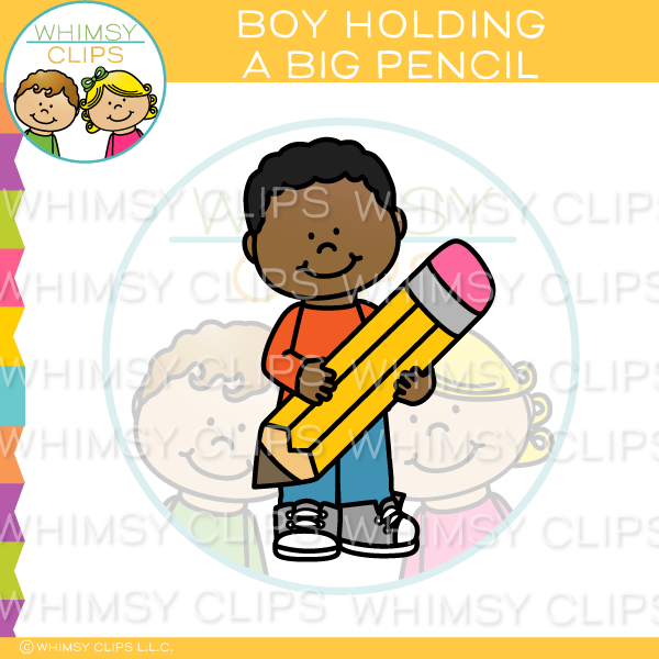 kid with pencil clipart