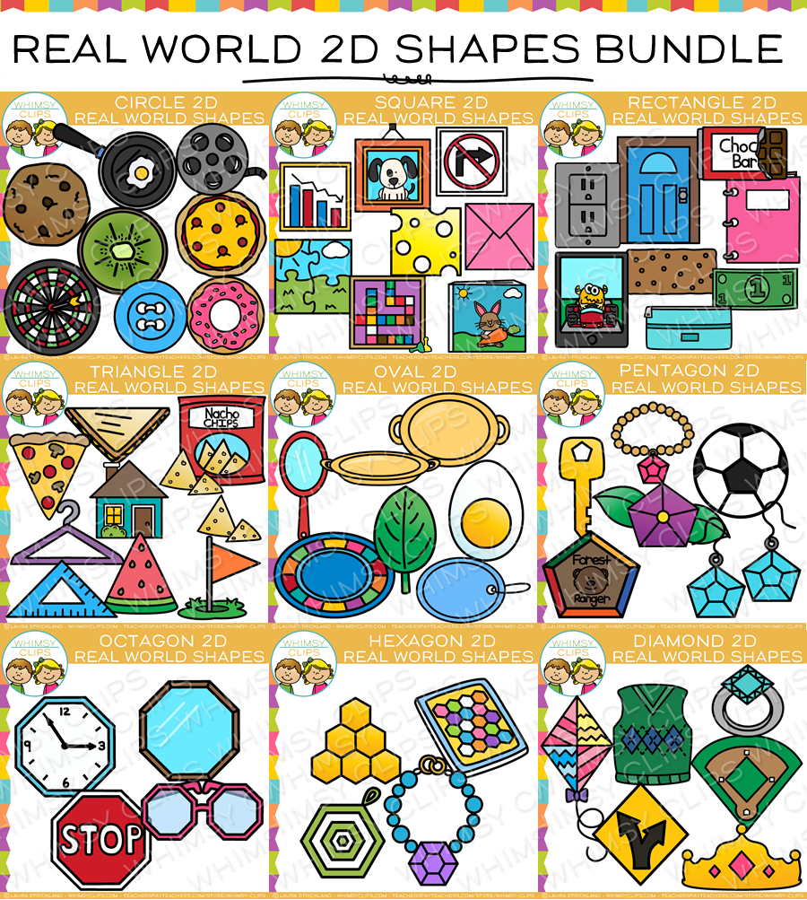 2d Shapes Real Life Objects Clip Art Bundle Images Illustrations Whimsy Clips