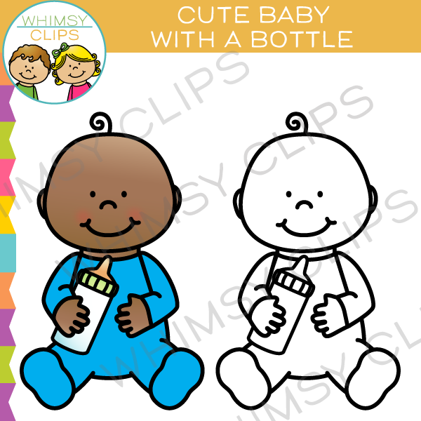 cute baby clipart black and white