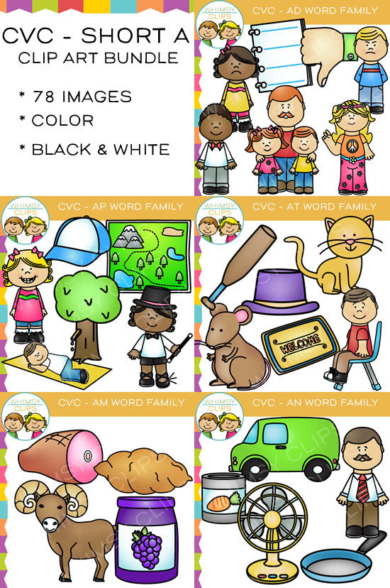 Download CVC Clip Art - Short A Word Family Clip Art Bundle {Volume ...