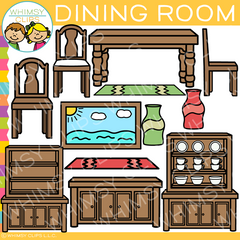 Pieces of a Dining Room Clip Art , Images & Illustrations | Whimsy Clips