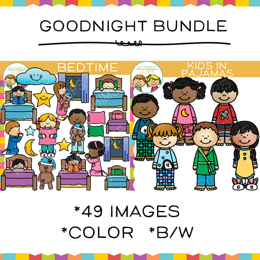 kids wearing pajamas clipart