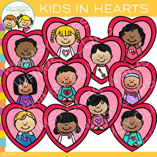 Kids in Hearts Valentine Clip Art , Images & Illustrations ...