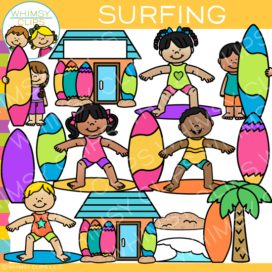 Kids Surfing Clip Art Images Illustrations Whimsy Clips