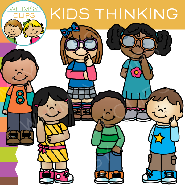 kid reading and thinking clipart