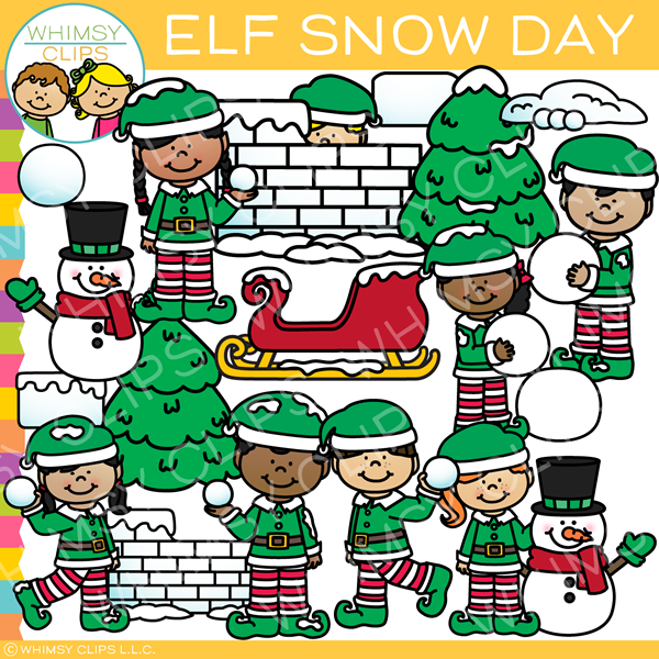 Elf Snow Day Clip Art , Images & Illustrations | Whimsy Clips