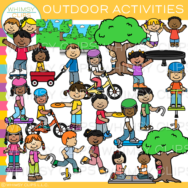 Kids Outdoor Activities Clip Art , Images & Illustrations | Whimsy Clips