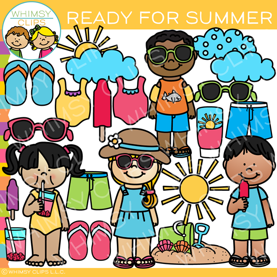 Kids Ready For Summer Clip Art Images Illustrations Whimsy Clips