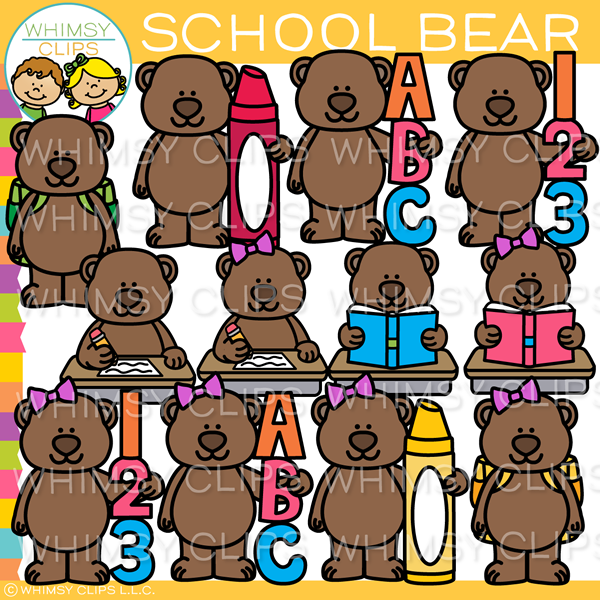 cute school bear clipart