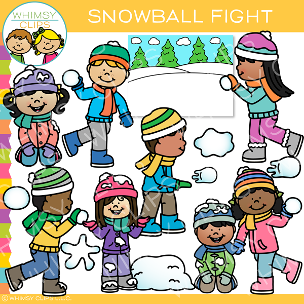 snowball fight clipart black and white school