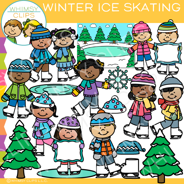 ice skating snowman clipart freebie