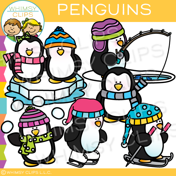 winter penguin clipart