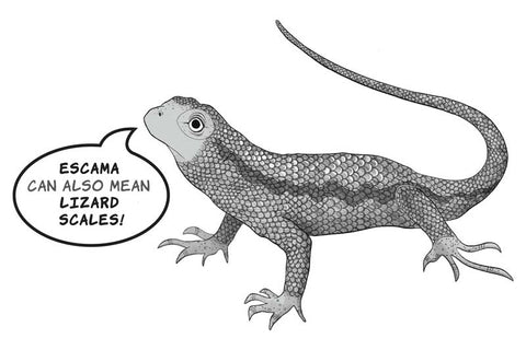 alt="escama means scales of fish or lizard or dragon"