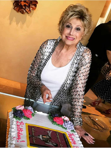 alt="sequin kimono roberta linn 90 birthday party - escama studio"