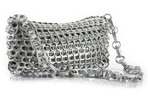 alt="silver scales purse from aluminum pop tabs - escama studio"