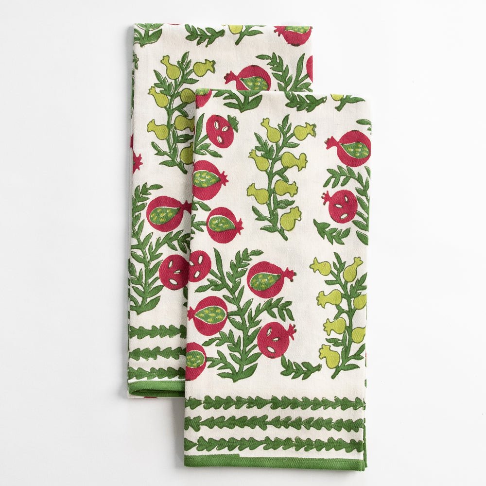 Pom Bells Basil & Magenta Tea Towels
