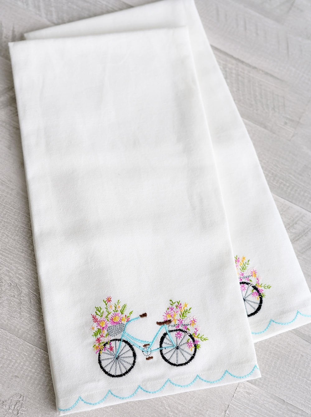 Folk Dance Embroidered Tea Towel Set of 2