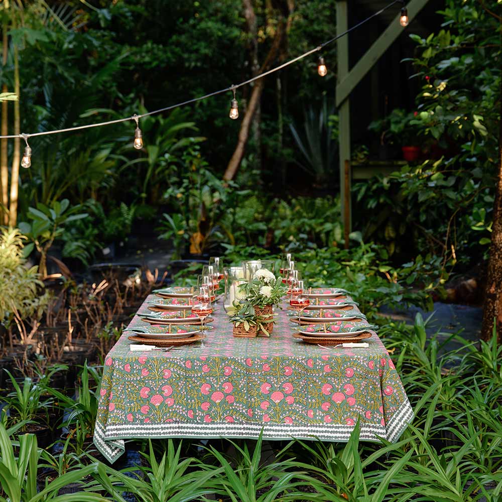 Pomegranate Bohemian Floral Moss & Mauve Table Runner