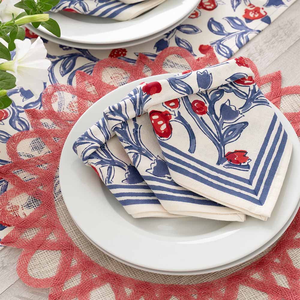 Emma Red & Blue Oven Mitt Set